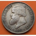 BRASIL 2000 REIS 1888 REY PEDRO II KM.485 MONEDA DE PLATA MBC++ @BELLÍSIMA PÁTINA@ Brazil Silver Reais Coin