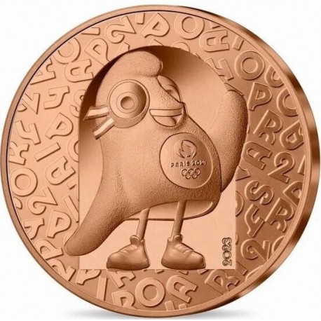 . 1 aacoin FRANCIA 1/4 EURO 2023 MASCOTA OLIMPICA PARIS 2024 MONEDA DE COBRE France 0,25€ MASCOTTE