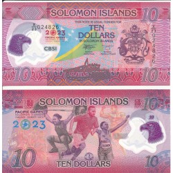 SOLOMON 10 DOLARES 2023 PACIFIC GAMES FUTBOL - HALTEROFILIA - ATLETISMO Pick 39 BILLETE SC POLIMERO y PLASTICO Islas Salomon