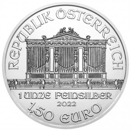 AUSTRIA 1,50 EUROS 2022 FILARMONICA DE VIENA MONEDA DE PLATA PURA SC Oz OUNCE Österreich silver CAPSULA 1 ONZA