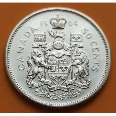 CANADA 50 CENTAVOS 1964 REINA ISABEL II KM.56 MONEDA DE PLATA @LUJO@ Half Dollar silver R/3