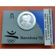 ESPAÑA BARCELONA 2000 PESETAS 1990 EMBLEMA OFICIAL PLATA FDC PLA