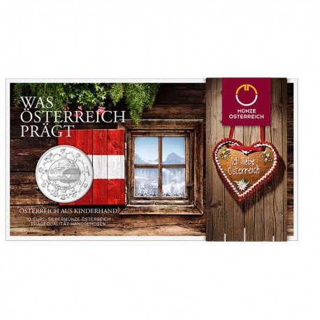 AUSTRIA 10 EUROS 2016 REGION de SALZBURG MOZART, SKI DIBUJOS INFANTILES MONEDA DE PLATA SC Österreich COINCARD