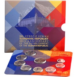 ESLOVAQUIA CARTERA OFICIAL EUROS 2023 SC 1+2+5+10+20+50 Centimos + 1€ + 2 EUROS 2023 UNC SET KMS Slovakia REPUBLICA 30 ANIV.