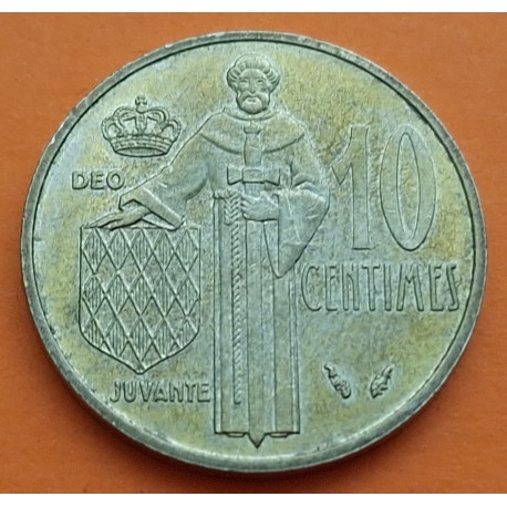 MONACO 10 CENTIMOS 1982 PRINCIPE RAINIERO III KM.142 MONEDA DE LATON MBC 10 Centimes