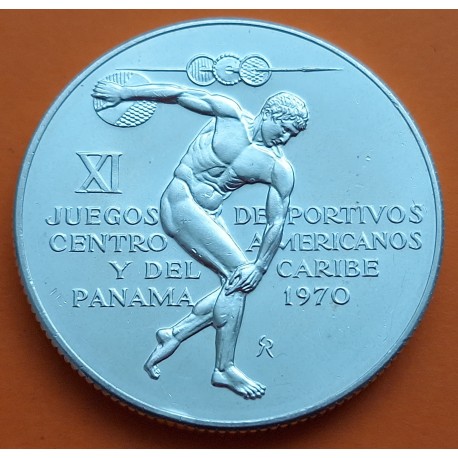 PANAMA 5 BALBOAS 1970 DISCOBOLO UNC SILVER