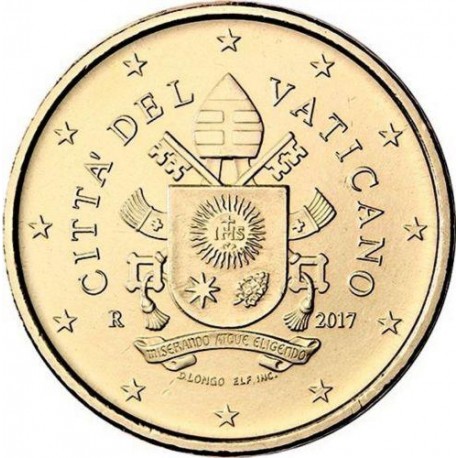 . 1 moneda x VATICANO 50 CENTIMOS 2020 ESCUDO DEL PAPA FRANCISCO LATON SC