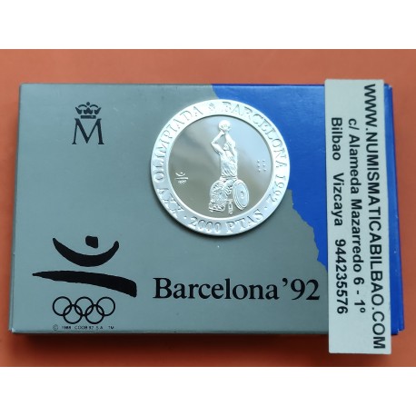 ESPAÑA 2000 PESETAS 1992 BALONCESTO PARALIMPICO 4ª Serie OLIMPIADA DE BARCELONA 92 MONEDA DE PLATA FDC SC ESTUCHE FNMT