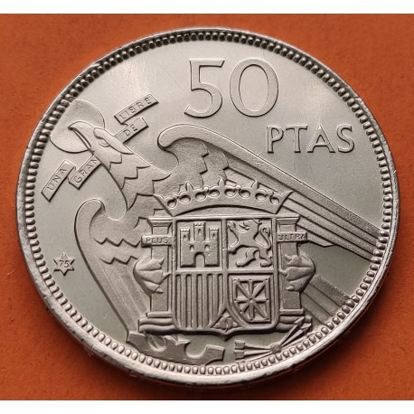 ESPAÑA 50 PESETAS 1957 * 75 FRANCO ESTADO ESPAÑOL MONEDA DE NICKEL @PROOF PRUEBA PROCEDE DE CARTERA FNMT 1975@