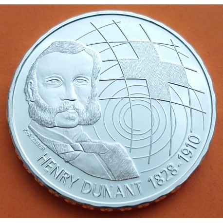 . @RARA@ SUIZA 20 FRANCOS 2010 B HENRY DUNANT CRUZ ROJA FUNDADOR MONEDA DE PLATA SC Switzerland 20 Francs