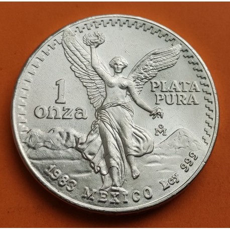 @LA DE LA FOTO@ MEXICO 1 ONZA 1983 ANGEL LIBERTAD MONEDA DE PLATA PURA SC Mejico silver coin OZ OUNCE CÁPSULA