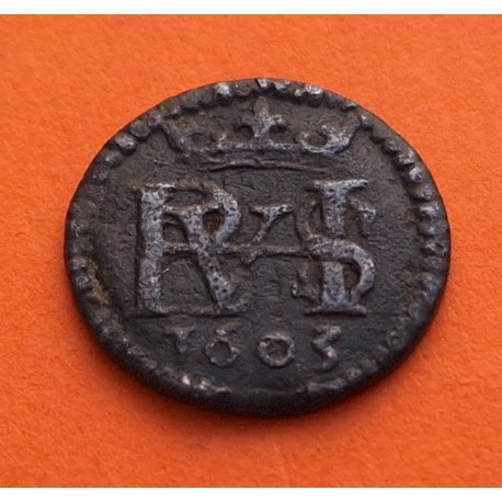 . @RARA@ ESPAÑA REY FELIPE III 1 MARAVEDI 1603 Ceca de SEGOVIA KM.1.2 MONEDA DE COBRE 13 mm