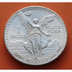 @LA DE LA FOTO@ MEXICO 1 ONZA 1986 ANGEL LIBERTAD MONEDA DE PLATA PURA SC- silver coin OZ OUNCE CÁPSULA R/1