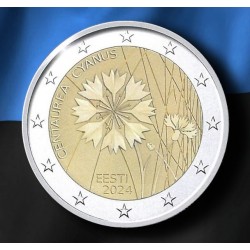 . 1 aaacoin @ENVIO HOY@ ESTONIA 2 EUROS 2024 ACIANO FLOR NACIONAL 1ª MONEDA CONMEMORATIVA Eesti Estonie euro coin