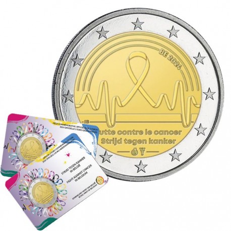 . 1 aaacoin @ENVIO HOY@ BELGICA 2 EUROS 2024 LUCHA CONTRA EL CANCER 2ª MONEDA BIMETÁLICA SC Belgium @COINCARD HOLANDES@