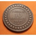 TUNEZ 10 CENTIMOS 1912 A MUHAMMAD AL-NASIR BEY Francais Protectorat KM.236 MONEDA DE BRONCE MBC Tunisia Tunisie