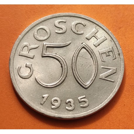 AUSTRIA 50 GROSCHEN 1935 AGUILA Estado Federal KM.2854 MONEDA DE NICKEL SC- Osterreich