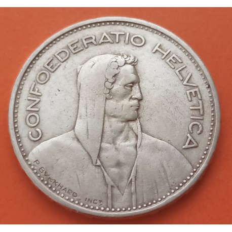 SUIZA 5 FRANCOS 1932 B GUILLERMO TELL @FECHA ESCASA@ KM.40 MONEDA DE PLATA MBC Switzerland 5 Francs