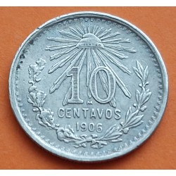 @ESCASA@ MEXICO 10 CENTAVOS 1906 AGUILA y VALOR KM.428 MONEDA DE PLATA MBC Mejico Mexiko silver coin