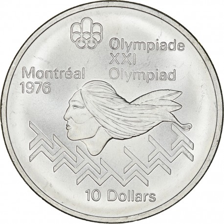 . CANADA 5 DOLARES 1973 OLIMPIADA MONTREAL BARCOS PLATA SC