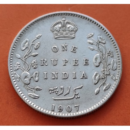 .INDIA BRITISH 1 RUPEE 1877 SILVER XF- Rupia Británica