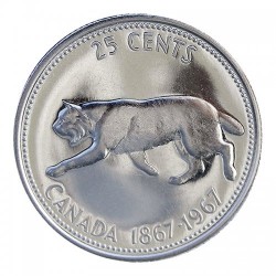 .CANADA 50 CENTAVOS 1967 ISABEL II DOG PLATA SILVER CENTS