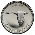 CANADA 1 DOLAR 1967 1867 GANSO Reina ISABEL II CENTENARIO DE LA FEDERACION 1867 KM.70 PLATA SC silver