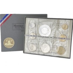 8 monedas x FRANCIA ESTUCHE 1973 Coffret FLEURS DE COINS SPECIMEN Francia 10 FRANCOS 1973 PLATA