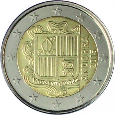 ANDORRA 2 EUROS 2015 ANDORRA ESCUDO NACIONAL SC @TIPO NORMAL NO CONMEMORATIVA@ Emitida en 2016