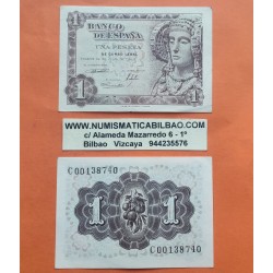 . 1 Billete MUY BONITO x ESPAÑA 1 PESETA 1948 DAMA DE ELCHE Serie C Pick 135 Spain banknote