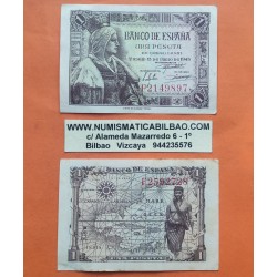 1 billete MBC x ESPAÑA 1 PESETA 1945 REINA ISABEL LA CATOLICA Serie F Pick 128 Spain banknote L/2