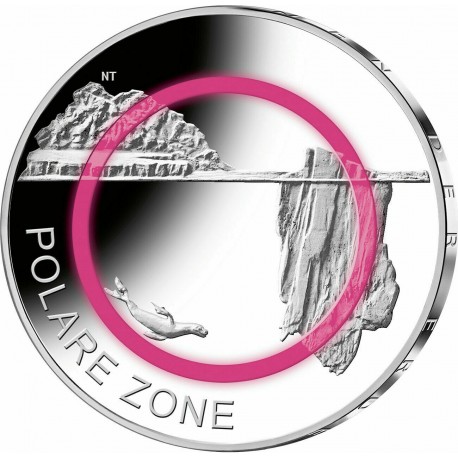 .@ESCASA@ ALEMANIA 5 EUROS 2021 Letra al azar ZONA POLAR MORSA @COLOR ROSA@ 6ª moneda de PLASTICO + NICKEL Germany BRD