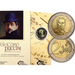 SAN MARINO 2 EUROS 2014 GIACOMO PUCCINI SC MONEDA CONMEMORATIVA EN ESTUCHE