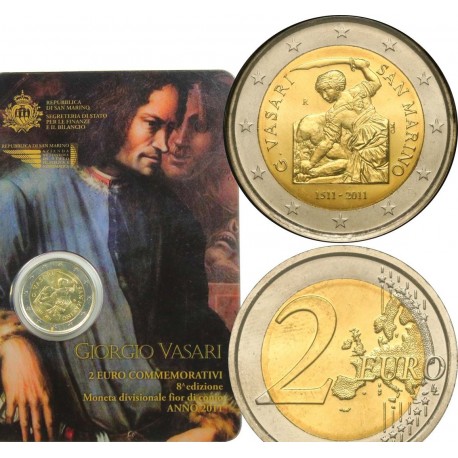 SAN MARINO 2 EUROS 2011 GIORGIO VASARI SC MONEDA CONMEMORATIVA EN ESTUCHE