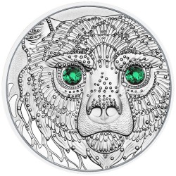 @CRISTAL DE SWAROVSKI@ AUSTRIA 20 EUROS 2022 OSO AMERICA 5ª MONEDA DE PLATA Serie LOS OJOS DEL MUNDO ESTUCHE