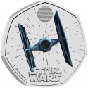 . 1 aaacoin @13/JUNIO Envío - COLORES@ INGLATERRA 50 PENIQUES 2024 TIE FIGHTER II Serie STAR WARS 2ª MONEDA DE NICKEL