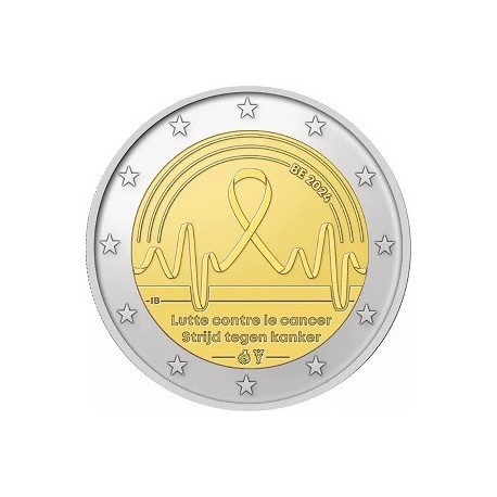 . 1 aaacoin @ENVIO HOY@ BELGICA 2 EUROS 2024 LUCHA CONTRA EL CANCER 2ª MONEDA BIMETÁLICA SC Belgium @COINCARD FRANCÉS@