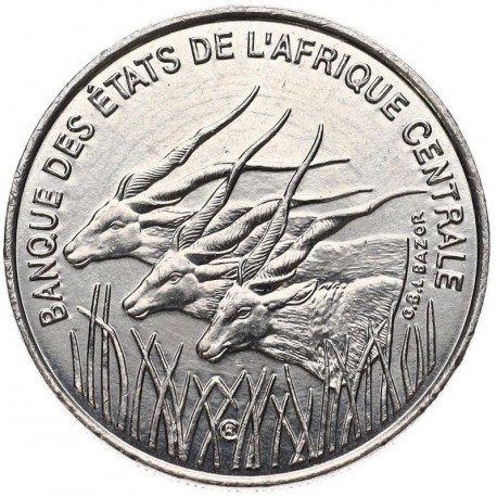 ESTADOS DEL AFRICA CENTRAL 100 FRANCOS 1996 ANTILOPES KM.13 MONEDA DE NICKEL SC Etats de L'Afrique Centrale 100 FRANCS CFA