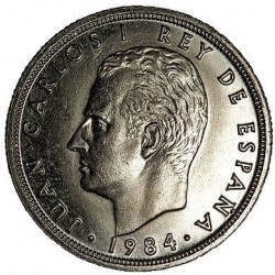 @LA MÁS RARA@ ESPAÑA 50 PESETAS 1984 M REY JUAN CARLOS I KM.825 MONEDA DE NICKEL @LUJO@ DE CARTUCHO FNMT