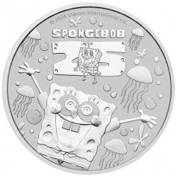 . 1 aaacoin @ENVIO INMEDIATO@ TUVALU 1 DOLAR 2024 BOB ESPONJA 60 Aniversario MONEDA DE PLATA Oz ONZA SpongeBob