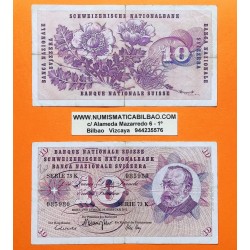 @PVP NUEVO 50€@ SUIZA 10 FRANCOS 1971 FLORES DE LOS ALPES y GOTTFRIED KELLER Pick 45S BILLETE MBC Switzerland