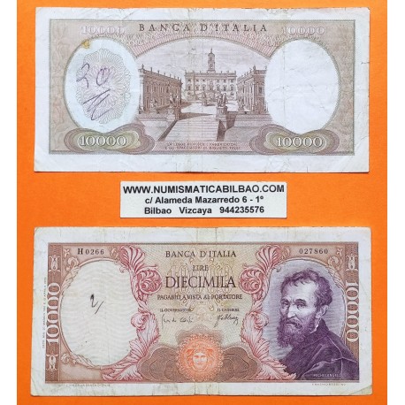 @PVP NUEVO 95€@ ITALIA 10000 LIRAS 1962 MICHELANGELO Pick 97 @ESCRITO y ROTURAS@ BILLETE MBC- Italy