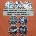 . 1 ECU 1989+1992+1994+1995+1996 ESPAÑA PLATA ESTUCHES y CERTIFI