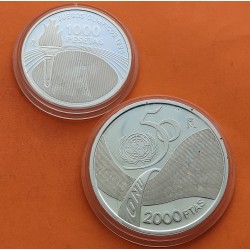 ...ESPAÑA 2000 PESETAS 1995 ONU 50 ANIVERSARIO PLATA OFERTA