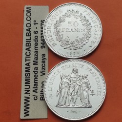 . 1 Moneda SC x FRANCIA 50 FRANCOS 1976 HERCULES KM.941.1 PLATA e IMPERFECCIONES France 50 Francs 0,87 ONZAS