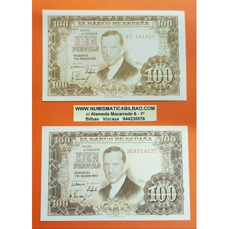 . ESPAÑA 100 PESETAS 1953 ABRIL 7 JULIO ROMERO DE TORRES SC Seri