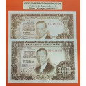 @2 TIPOS@ ESPAÑA 100 PESETAS 1953 JULIO ROMERO DE TORRES Marrón Claro + Marrón Oscuro Pick 145 SC 2 BILLETES SIN CIRCULAR Spain