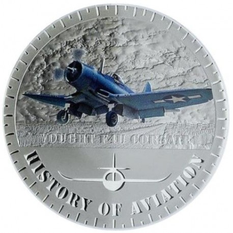 @TIrada 1.940 + ESTUCHE@ BURUNDI 5000 FRANCOS 2015 VOUGHT F4U CORSAIRHistoria de la Aviación KM.44 MONEDA DE PLATA PROOF COLORES