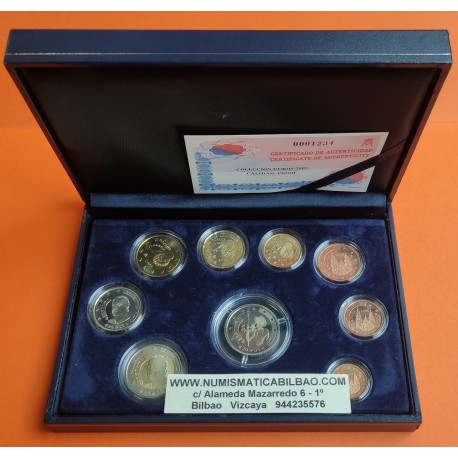 . @MUY RARO@ ESPAÑA ESTUCHE FNMT EURO 2005 PROOF 1+2+5+10+20+50 Cts. 1€ + 2€ + 2 EUROS 2005 DON QUIJOTE 9 monedas