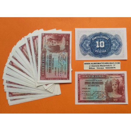 . 1 Billete SC con IMPERFECCIONES x ESPAÑA 10 PESETAS 1935 DAMA Serie A Pick 86 II REPUBLICA ESPAÑOLA L/5